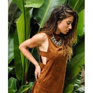 Suede mini dress with side cutouts